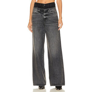 Slvrlake 'Re-Worked' Black Double Waist Eva Wide Leg Denim Jean Size 26